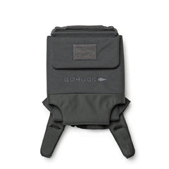 GORUCK grey ruck plate carrier, durable tactical rucking gear on white background